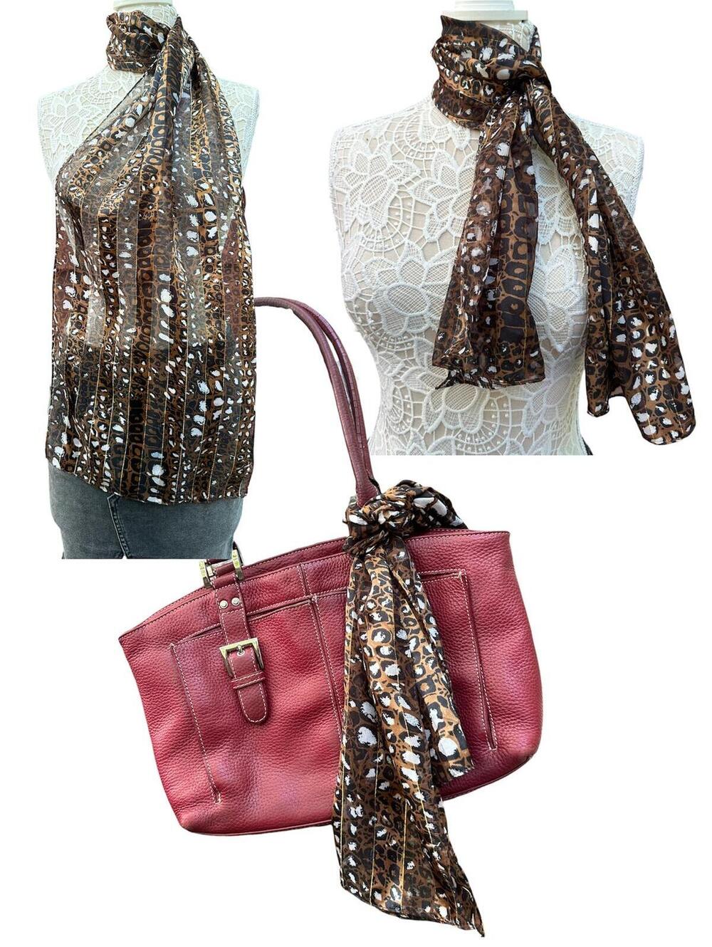 Vintage Isabella Leopard Print Sheer Scarf